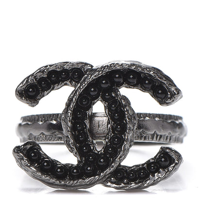 Chanel Ruthenium Bead CC Ring 6 Black 1 of 5