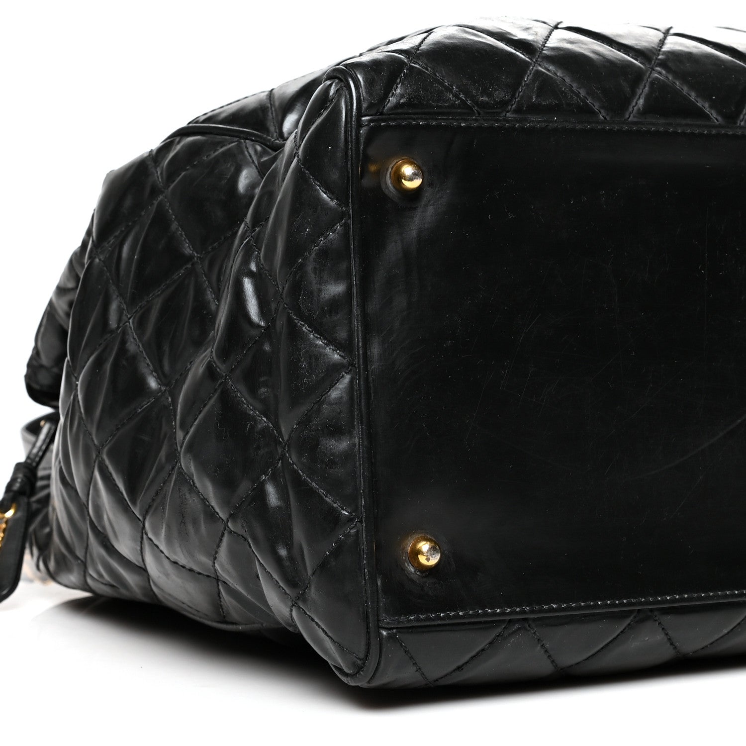 Chanel Vinyl Stitched XL Weekender Black 9 of 12