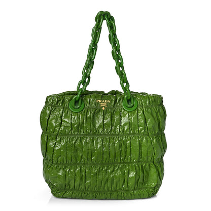 Prada Vernice Gaufre Tote Green 1 of 8