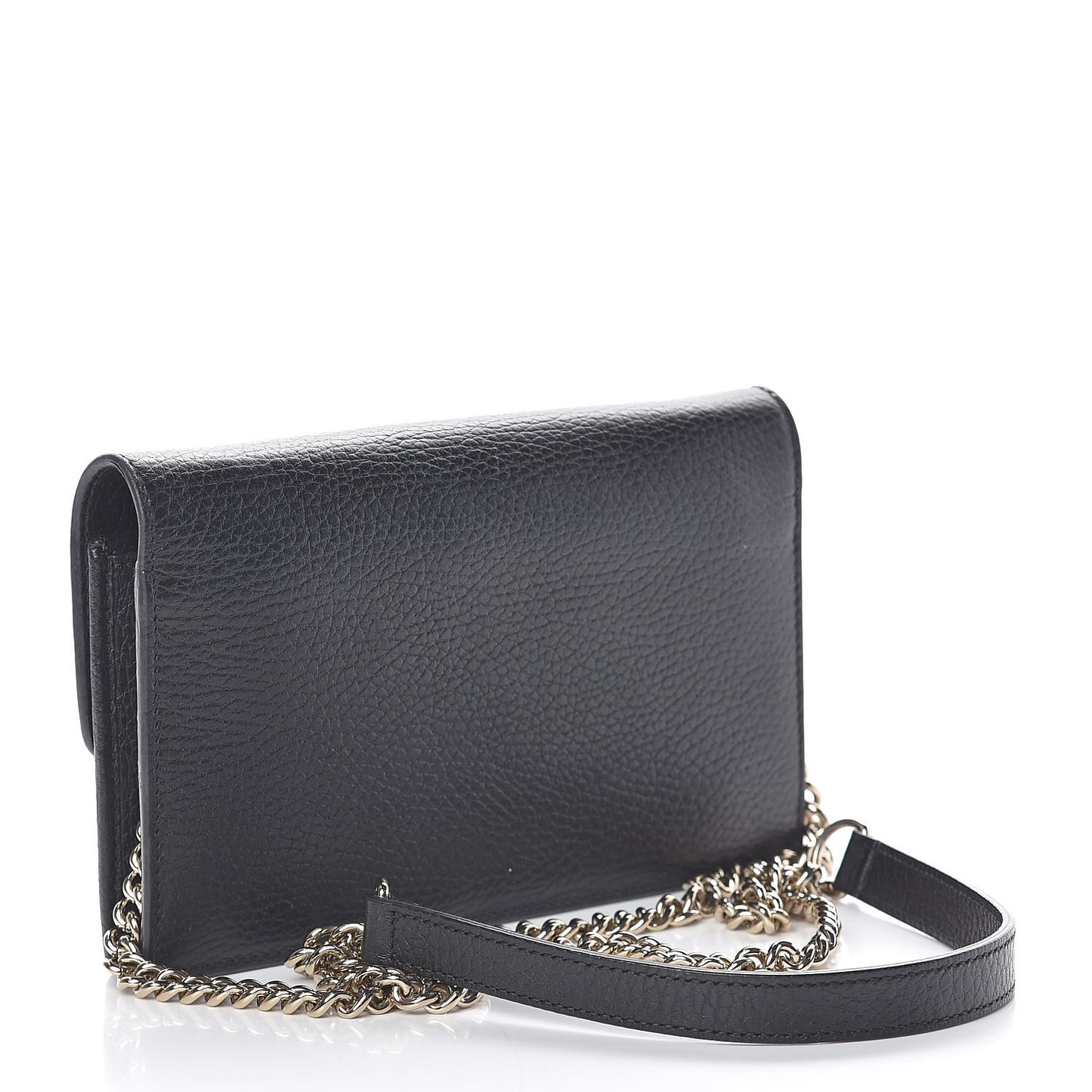 Dollar Calfskin Interlocking G Chain Wallet Black
