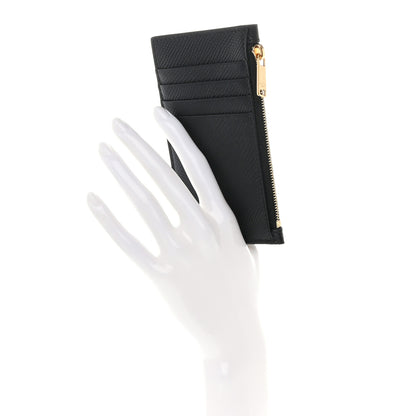 Celine Grained Calfskin Zipped Card Holder Black 2 of 11