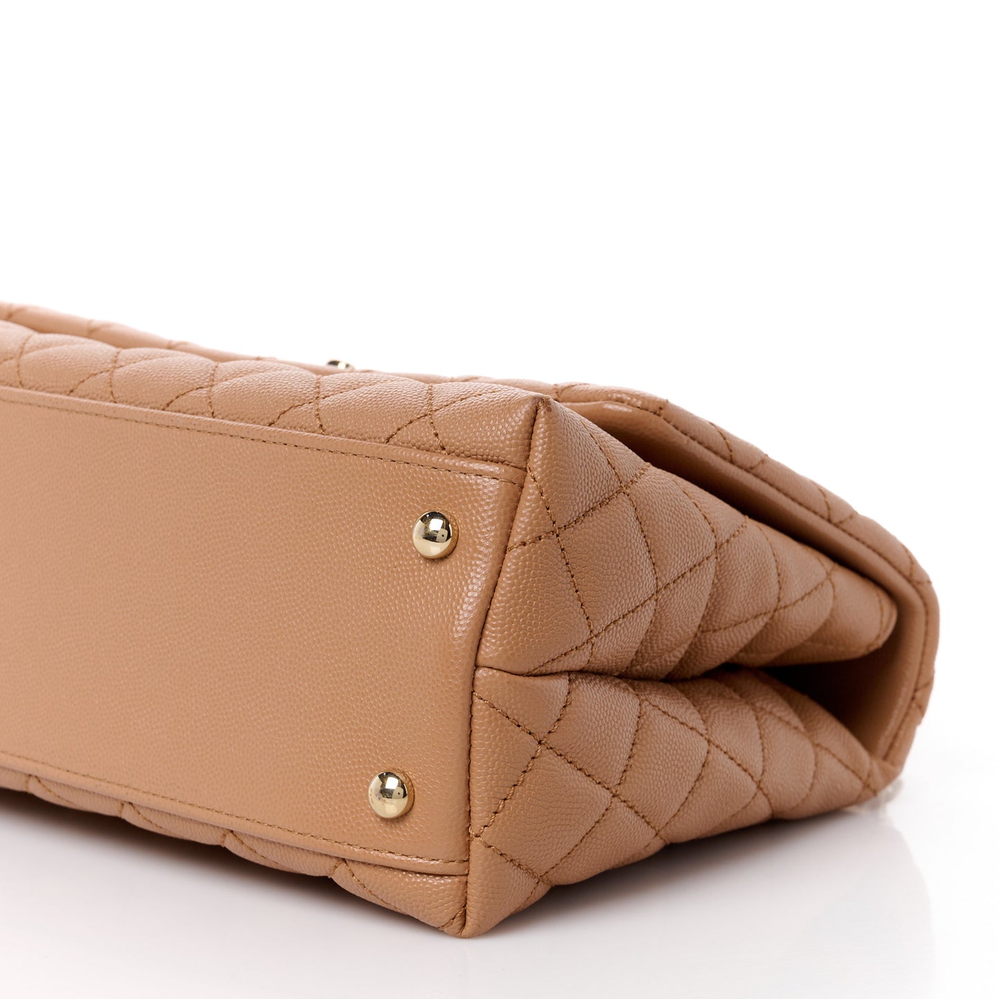Caviar Quilted Lizard Embossed Small Coco Handle Flap Brown