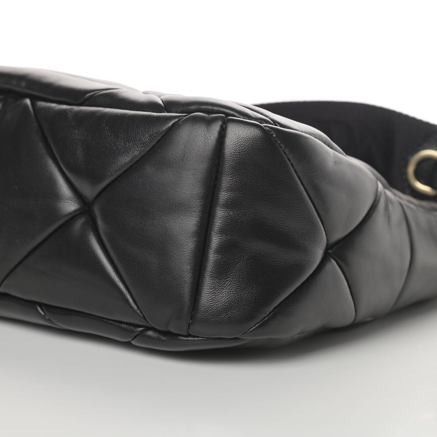 Nappa Re-Nylon Triangle Quilted Patchwork System Shoulder Bag Black