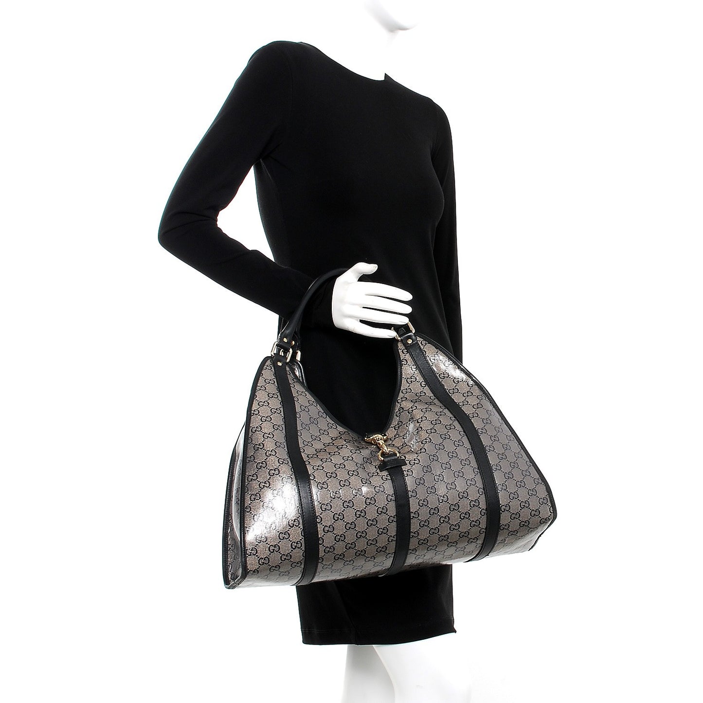 Crystal Monogram Large Joy Shoulder Bag Black
