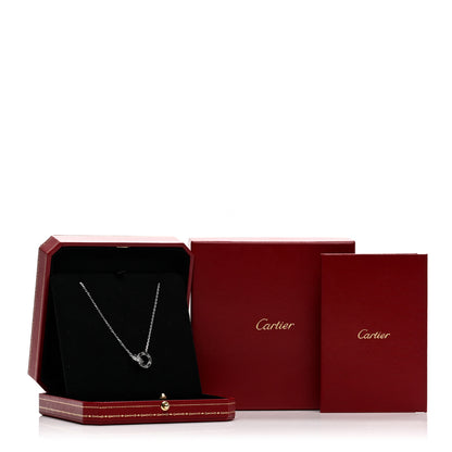 Cartier 18K White Gold Diamond Interlocking LOVE Paved Necklace 6 of 6