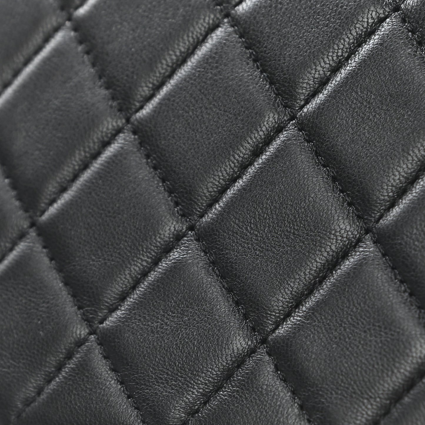 Lambskin Quilted Small Curvy Pouch Cosmetic Case Black