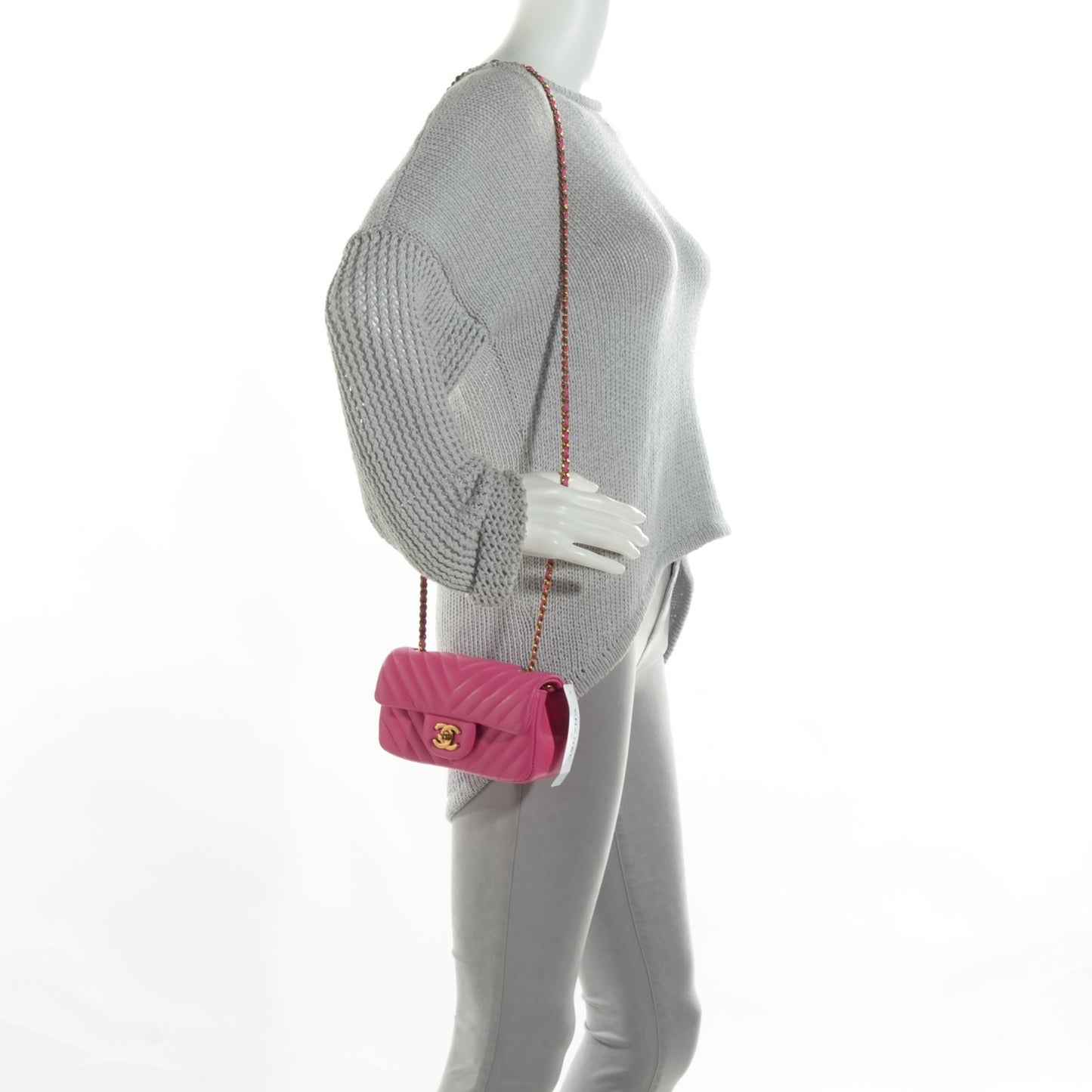 Lambskin Chevron Quilted Extra Mini Flap Pink