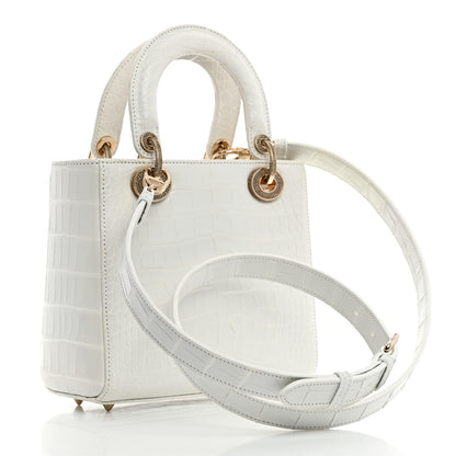 Christian Dior Alligator Swarovski Crystal Small Lady Dior White 3 of 10