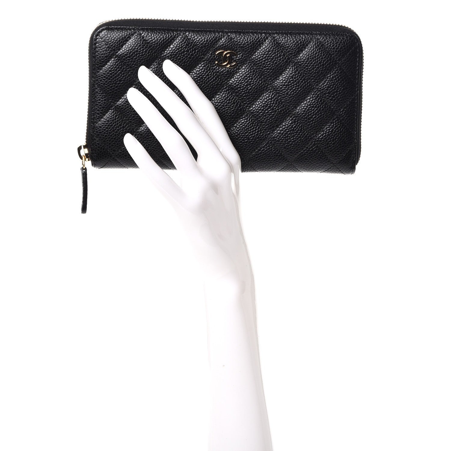 Chanel Caviar Quilted Large Gusset Zip Around Wallet Black 2 of 10
