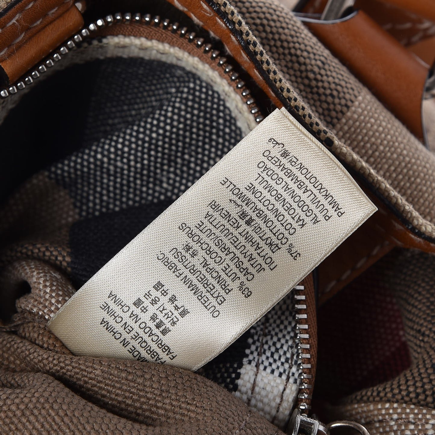 Canvas Mega Check Medium Tottenham Brit Tote Saddle Brown