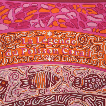 Hermes Cashmere Silk La Legende Du Poisson Corail Shawl 140 4 of 9