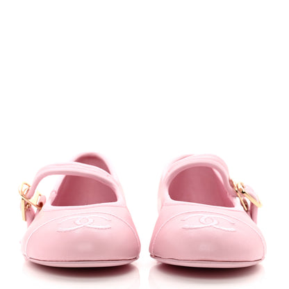 Chanel Lambskin Mary Jane Flats 37.5 Pink 2 of 8