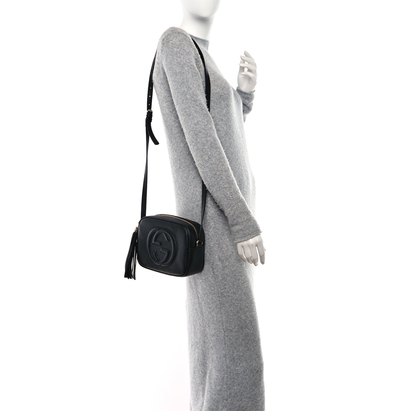 Pebbled Calfskin Small Soho Disco Bag Black