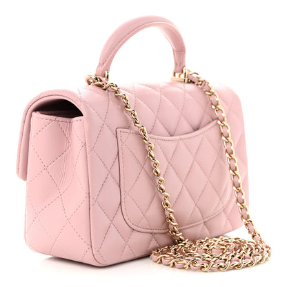 Chanel Lambskin Quilted Mini Top Handle Rectangular Flap Light Pink 3 of 11