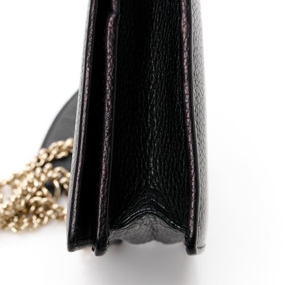 Gucci Pebbled Calfskin Soho Wallet On Chain Black 15 of 15