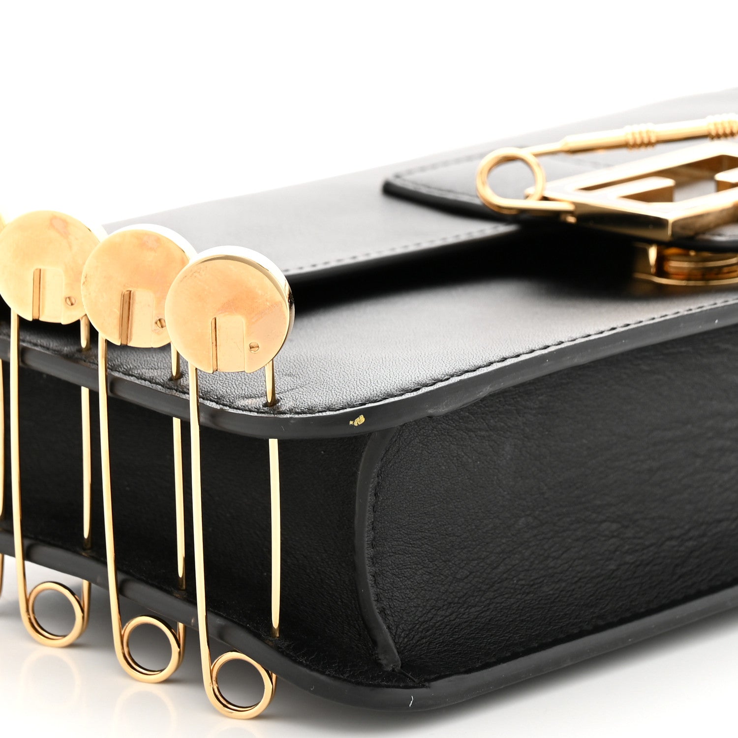 Fendi X VERSACE Vitello Seta Fendace Brooch Baguette Black 8 of 9