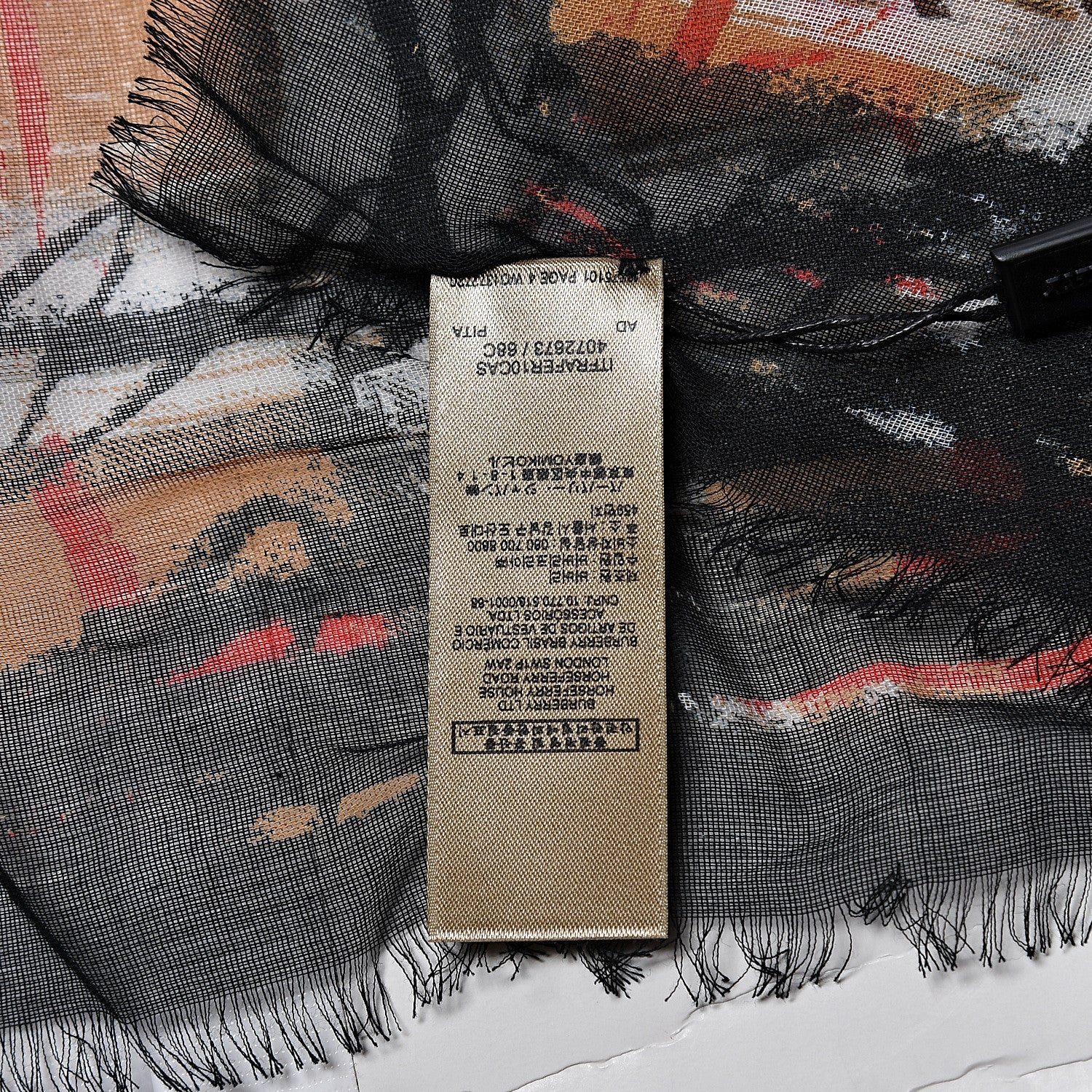 Burberry Cotton Paint Scribble Print Square Scarf Antique Yellow 4 of 4