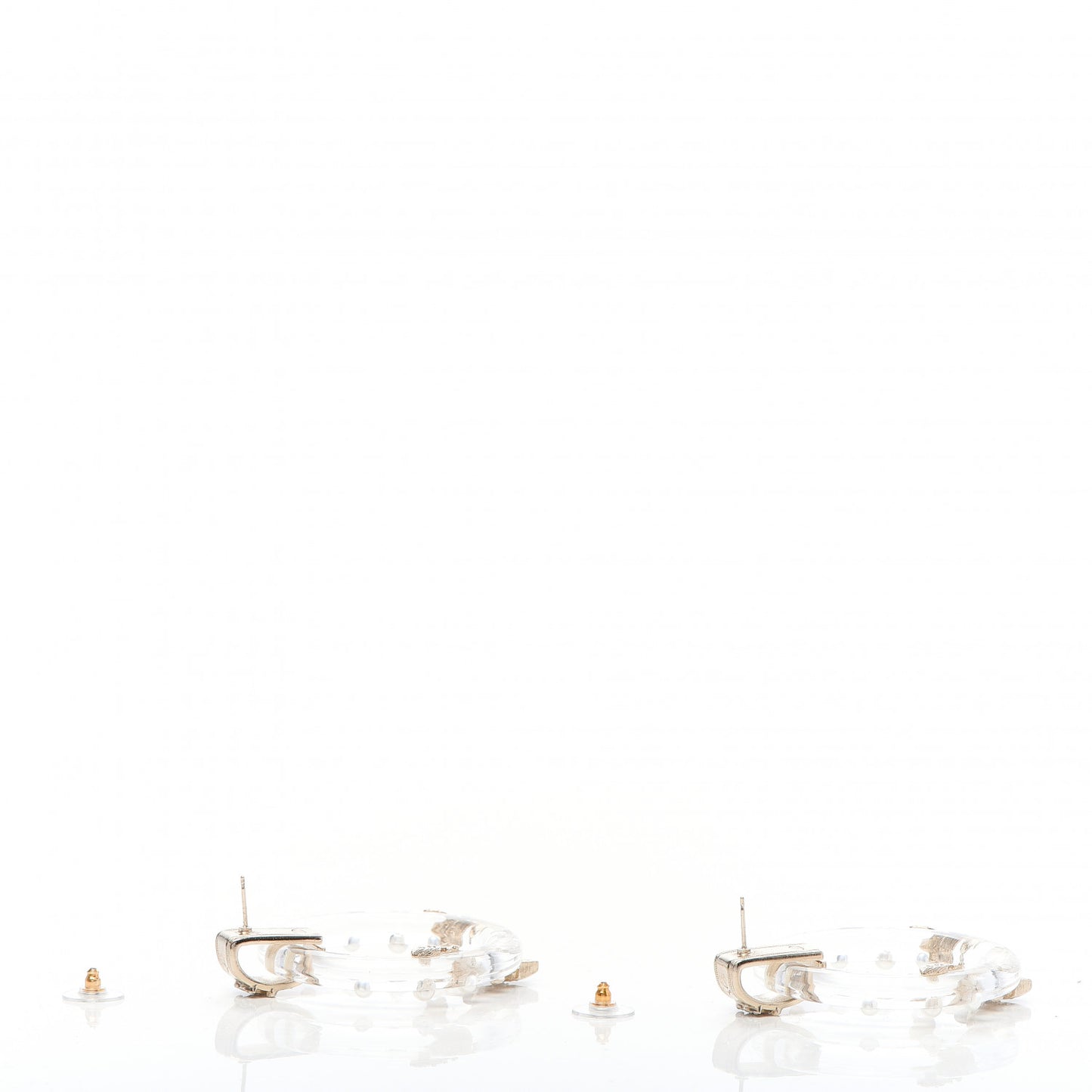 Acrylic Crystal Pearl CC Earrings Gold