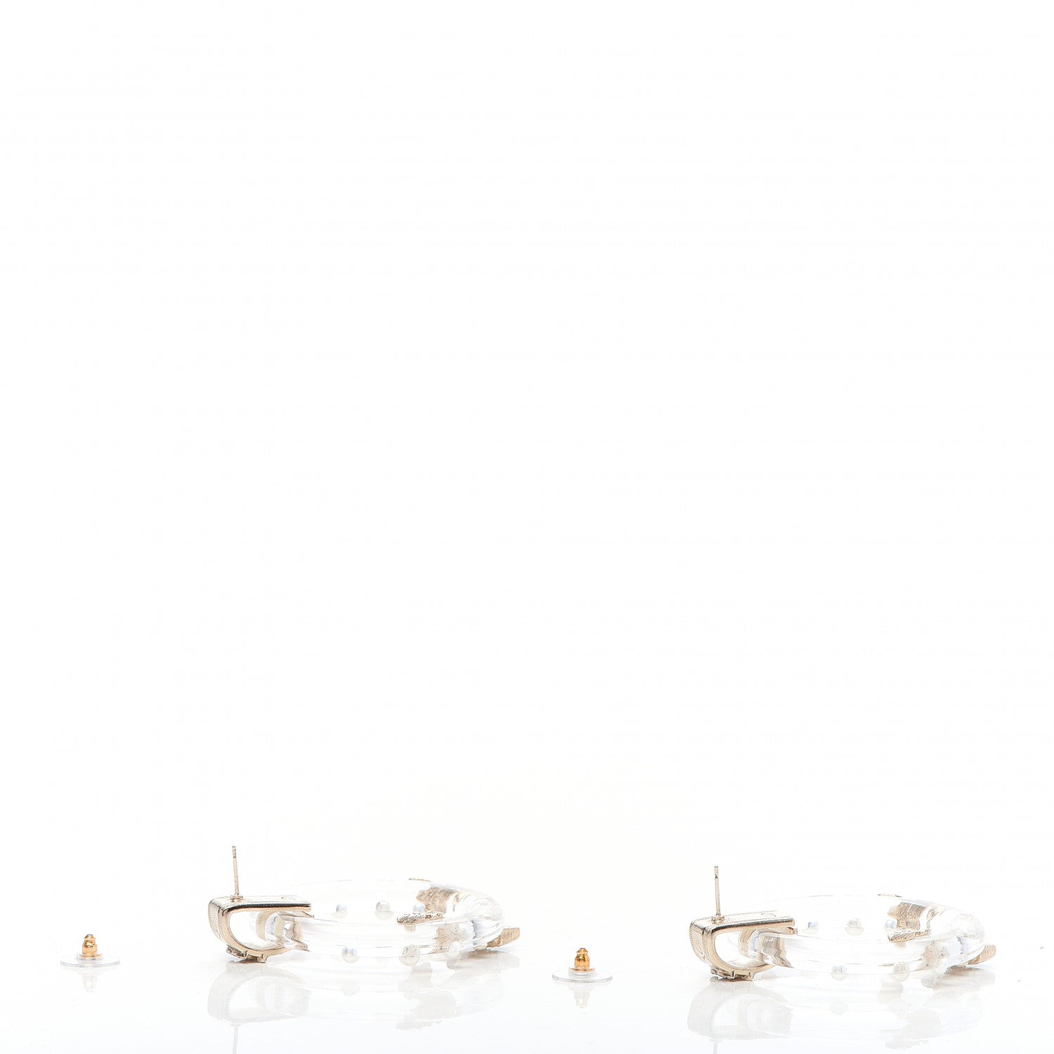 Chanel Acrylic Crystal Pearl CC Earrings Gold 3 of 5