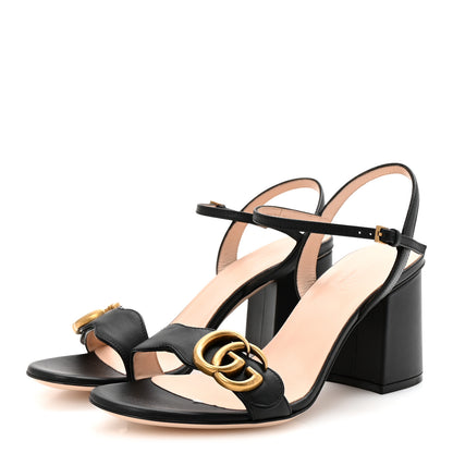 Gucci Lifford Calfskin GG Marmont Ankle Wrap 75mm Sandals 36.5 Black 4 of 9