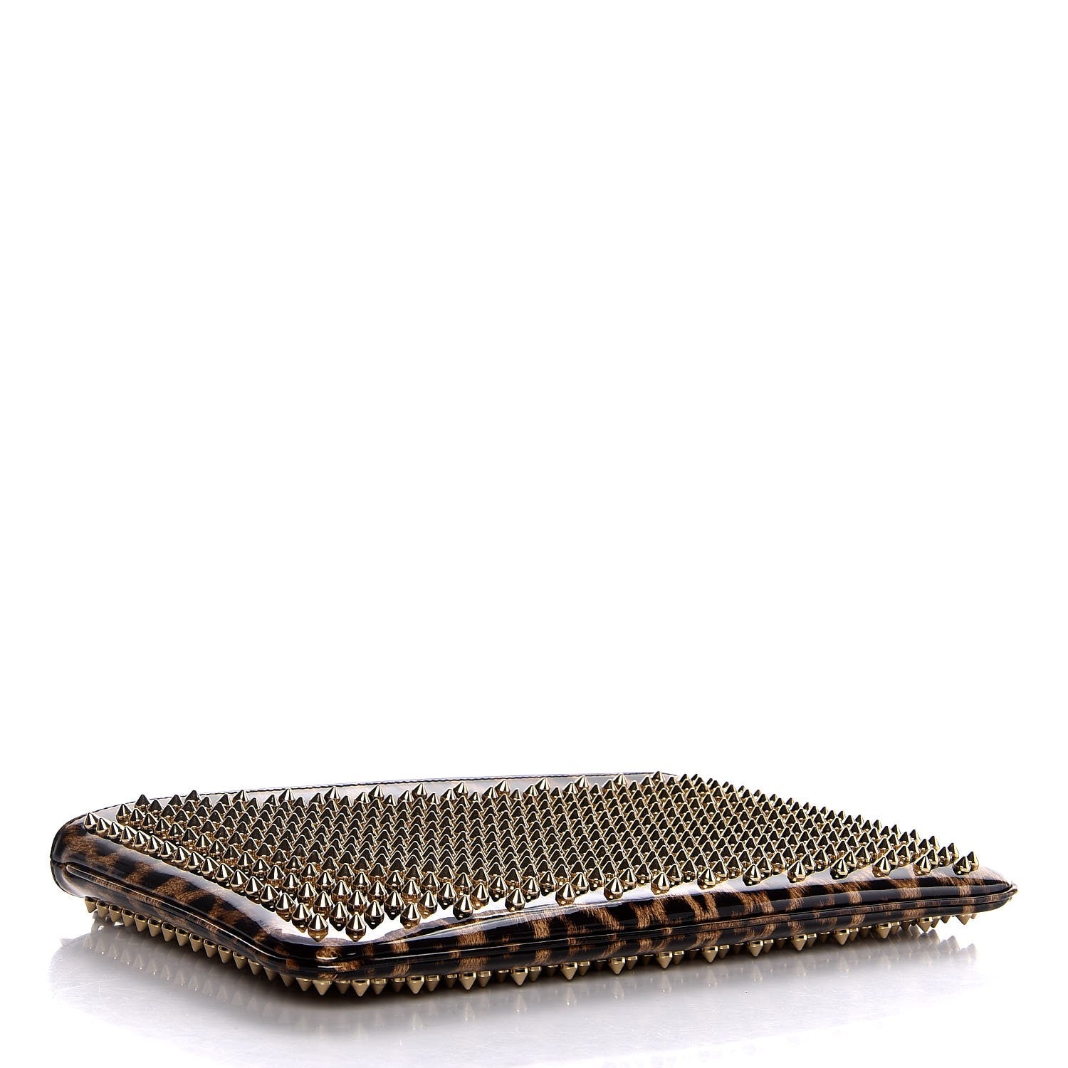 Christian Louboutin Patent Leopard Print Loubiposh Spiked Crossbody Clutch 4 of 8