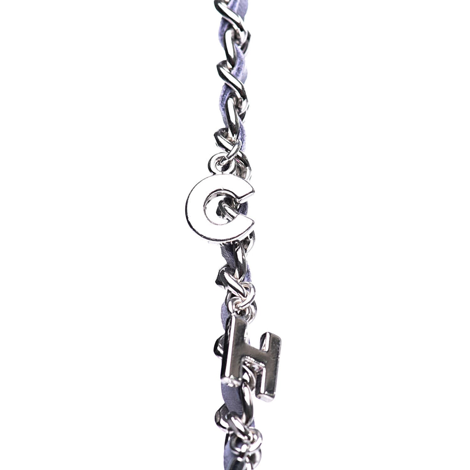 Chanel Lambskin Chain Logo Belt Silver Purple 3 of 11
