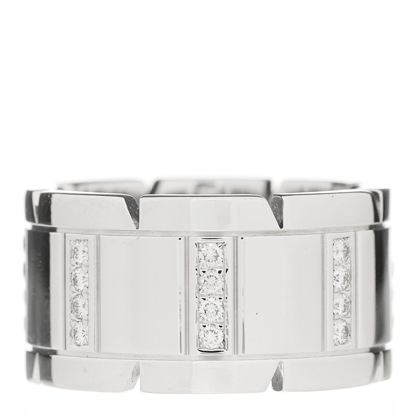 18K White Gold Diamond 11mm Tank Francaise Ring 53 6.5