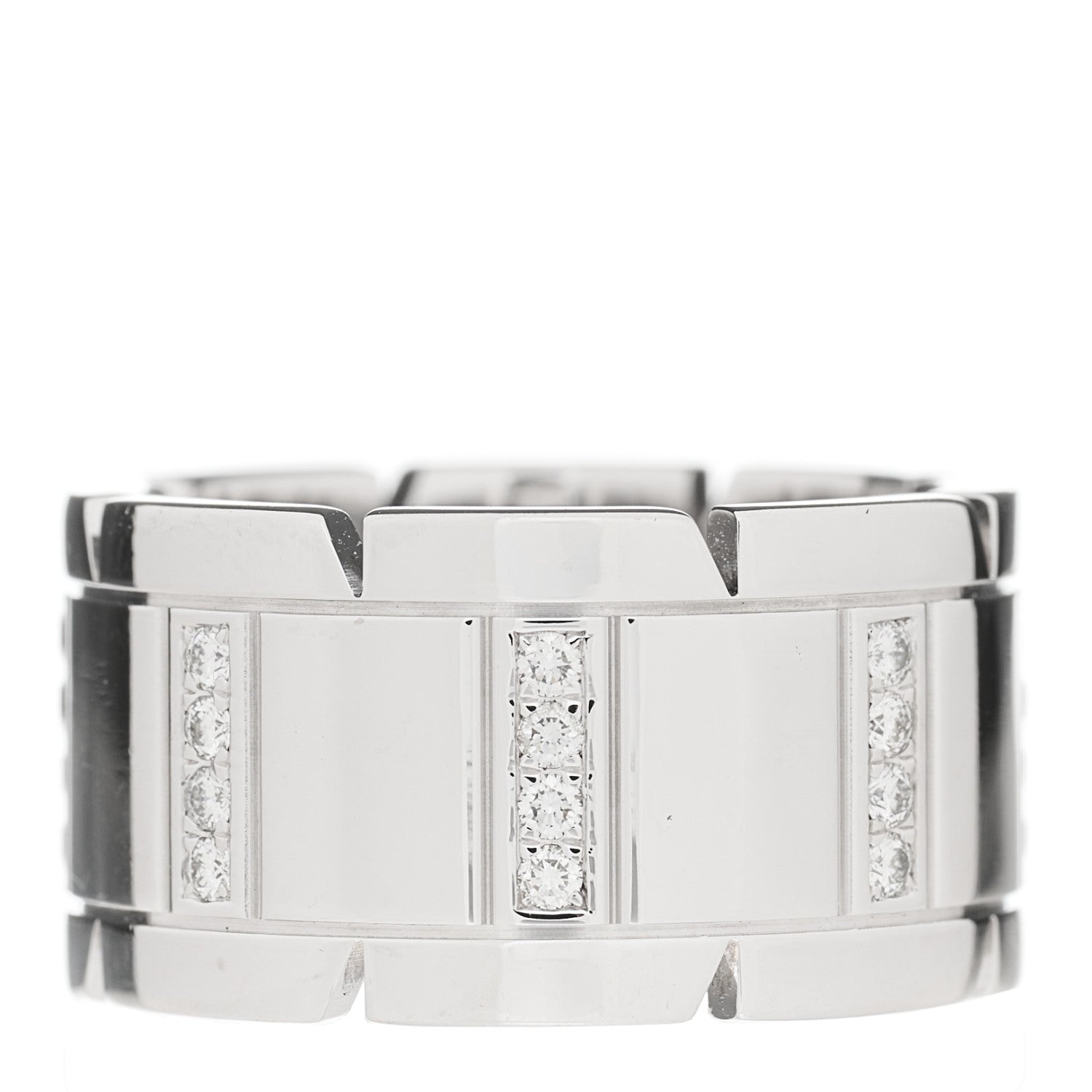 Cartier 18K White Gold Diamond 11mm Tank Francaise Ring 53 6.5 1 of 4
