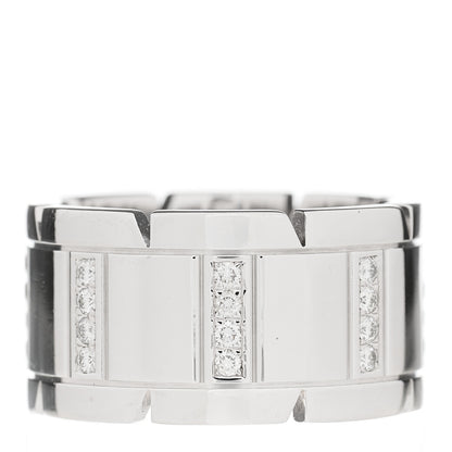 Cartier 18K White Gold Diamond 11mm Tank Francaise Ring 53 6.5 1 of 4