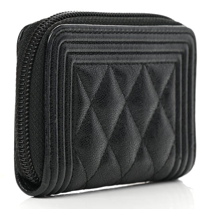 Chanel Caviar Quilted Boy Zip Around Coin Purse Wallet Black 3 of 8