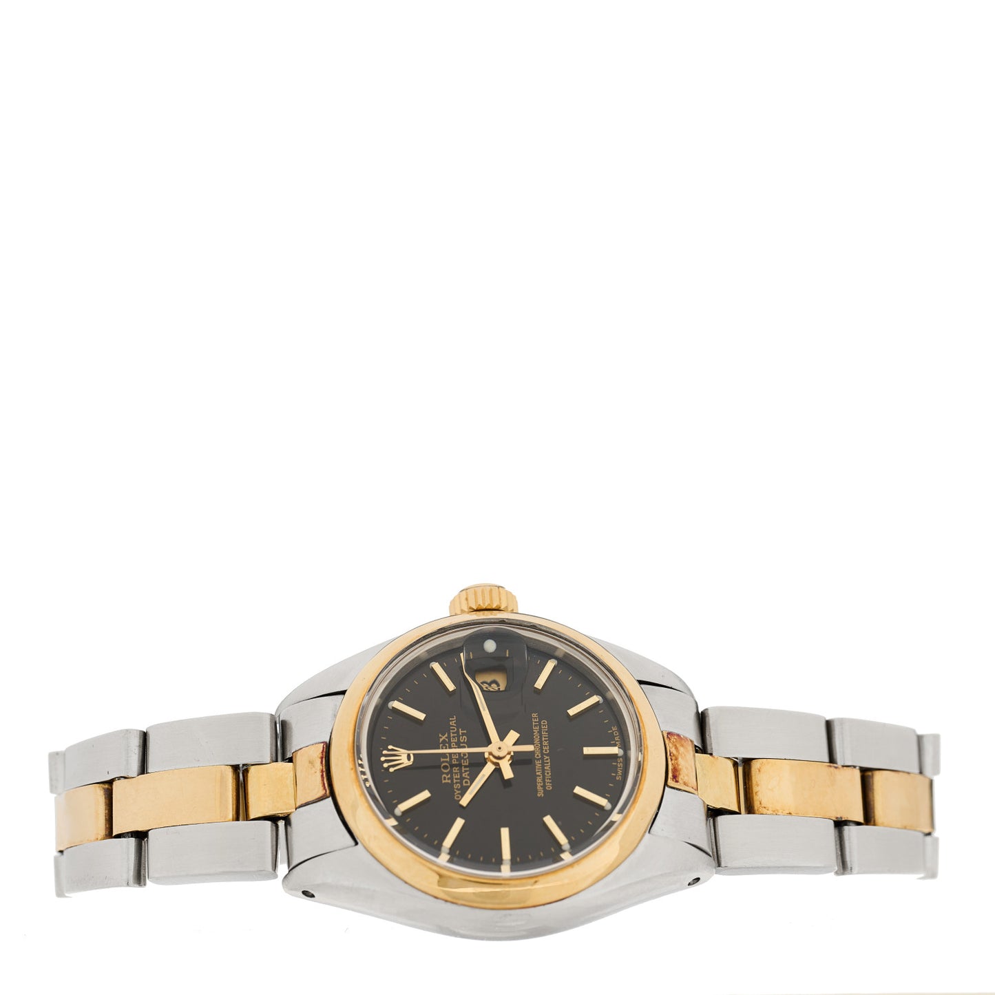 Stainless Steel 18K Yellow Gold 26mm Oyster Perpetual Datejust Watch Black 6916