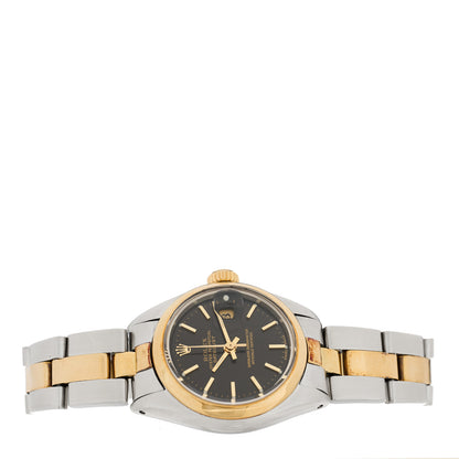 Rolex Stainless Steel 18K Yellow Gold 26mm Oyster Perpetual Datejust Watch Black 6916 2 of 4
