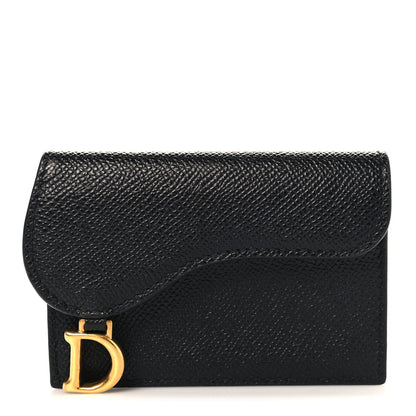 Christian Dior Grained Calfskin Saddle Card Holder Black 1 of 7