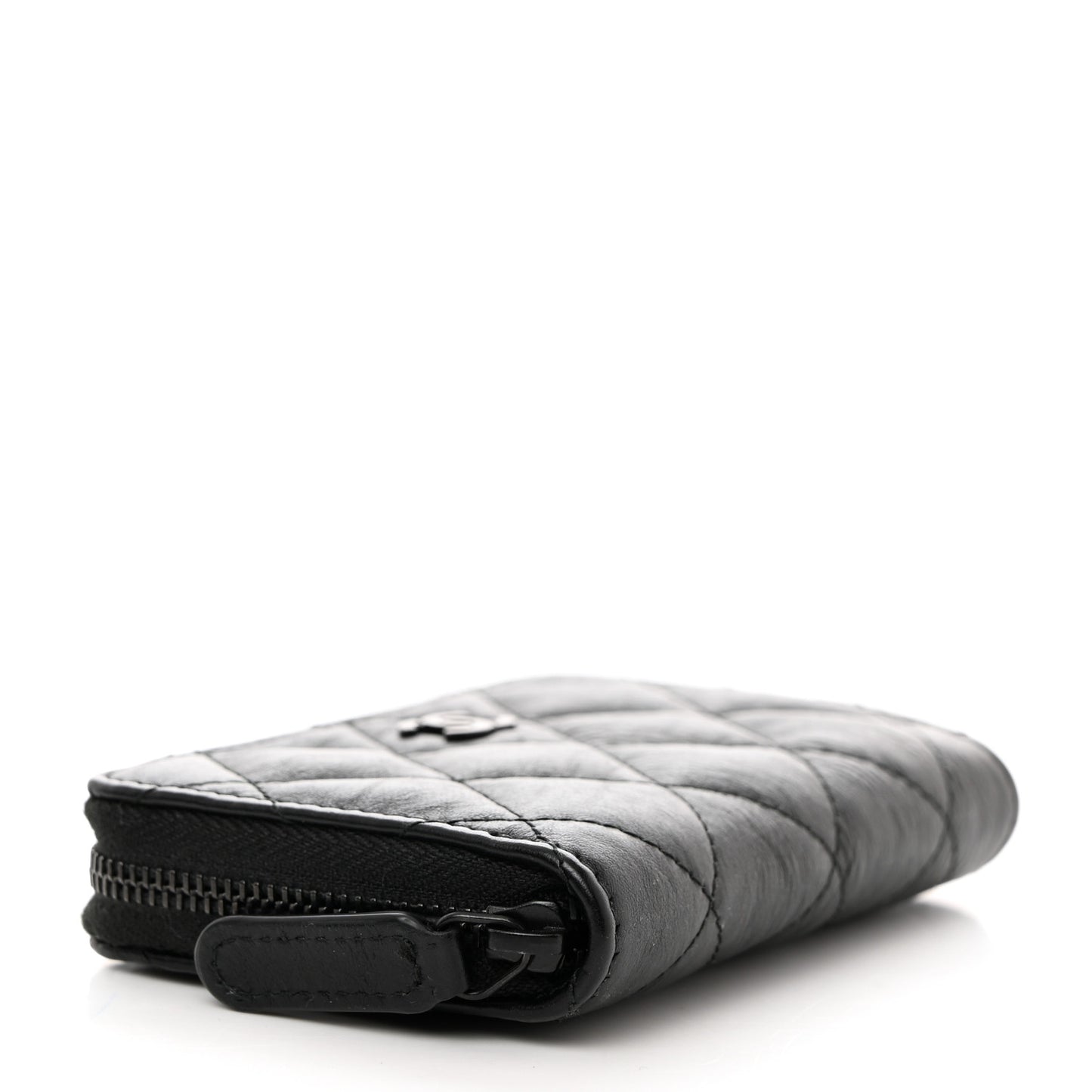 Calfskin Quilted Zip Coin Purse So Black
