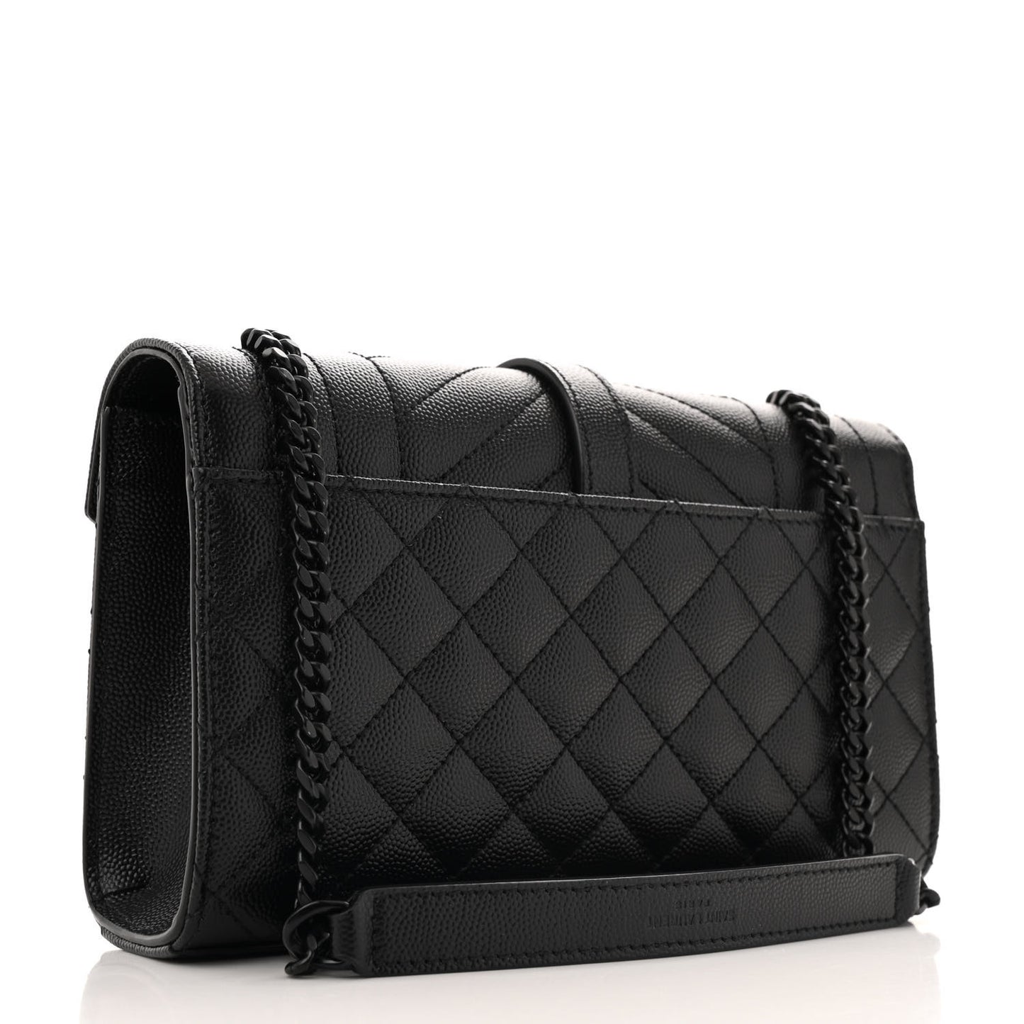Grain De Poudre Textured Mixed Matelasse Triquilt Small Monogram Monochrome Satchel Black
