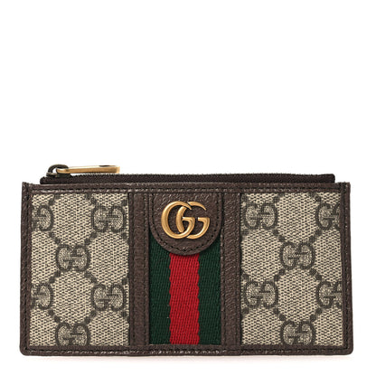 Gucci GG Supreme Monogram Web Ophidia Coin Case Brown 1 of 7