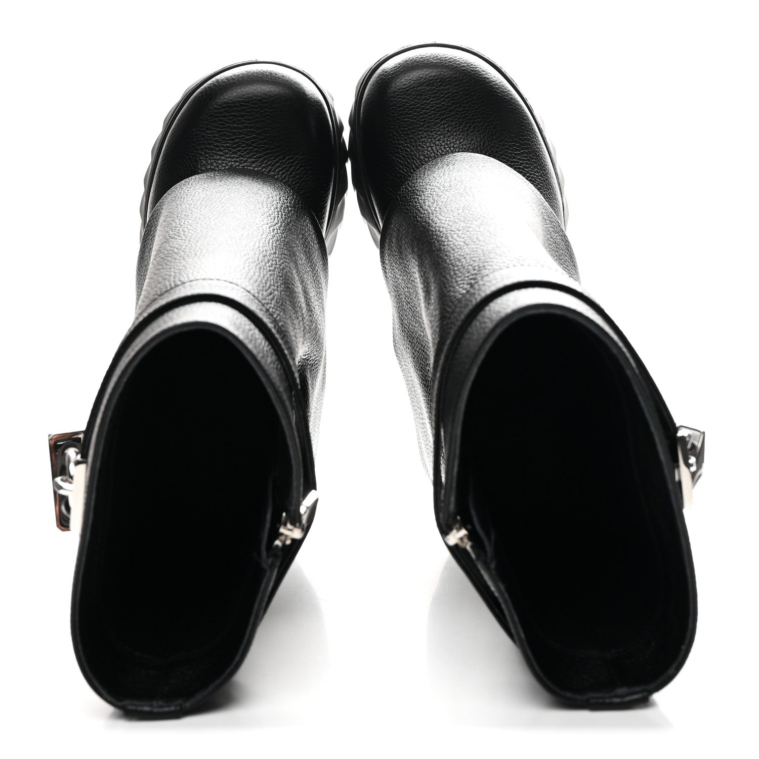 Givenchy Grained Calfskin Shark Lock Biker Ankle Boots 38 Black 2 of 10