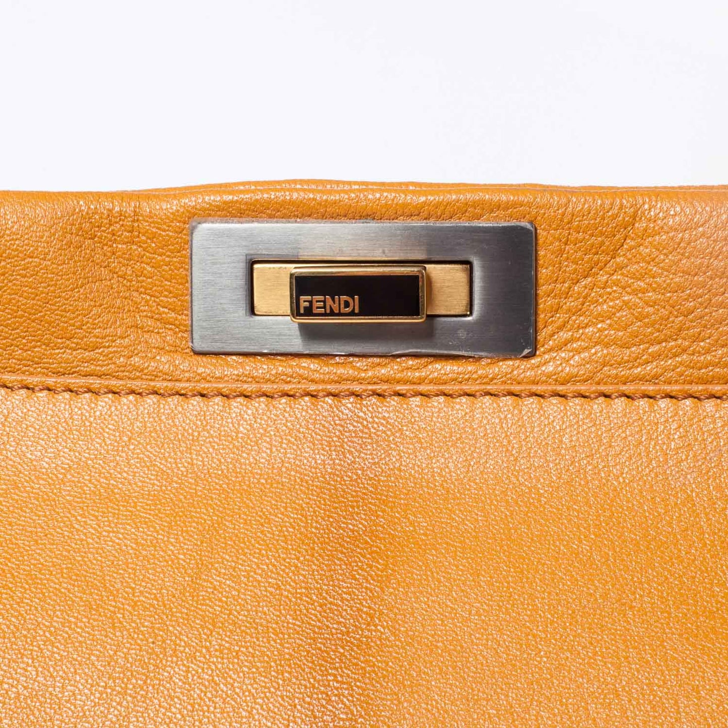 Goatskin Zucca Large Peekaboo Iconic Satchel Ocra Tobacco Moro