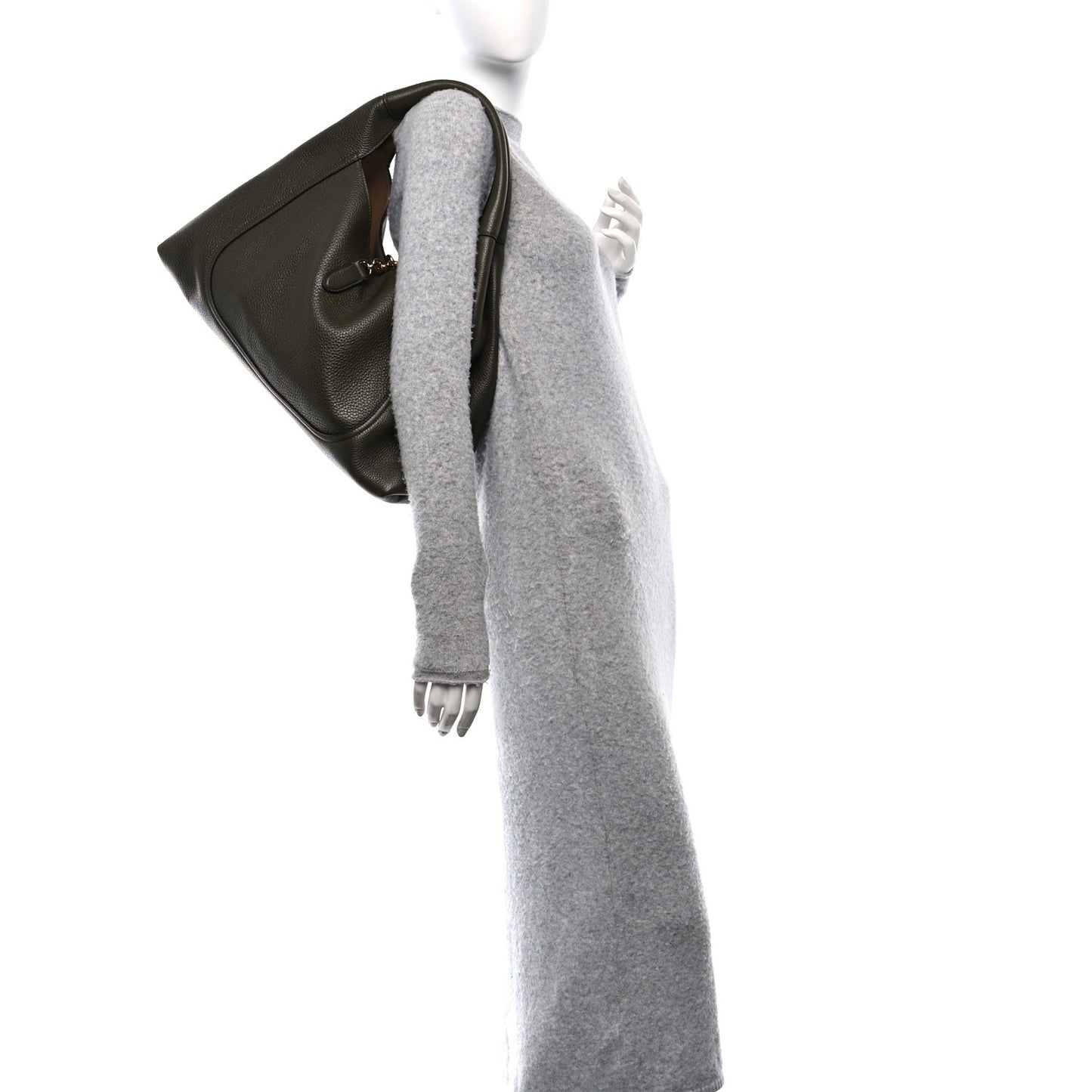 Grained Calfskin Softbit Maxi Shoulder Bag Forest Green
