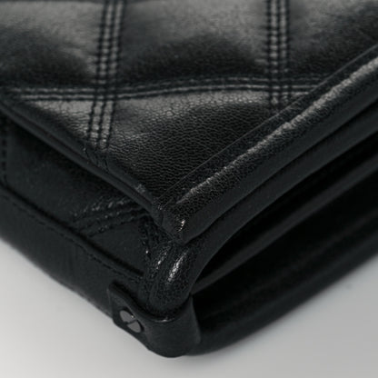 Saint Laurent Lambskin Diamond Quilted Becky Chain Wallet Black 9 of 14