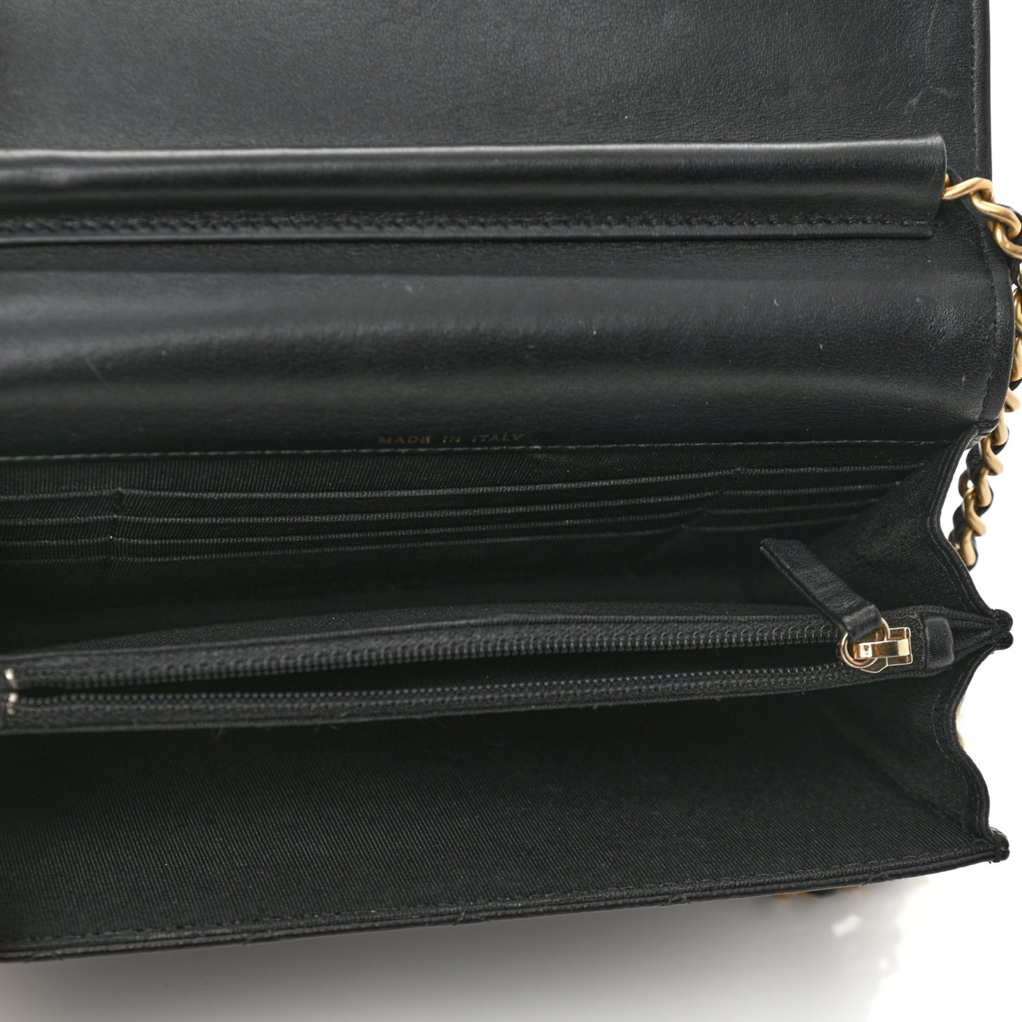 Letter Calfskin Embossed Quilted Square Wallet On Chain WOC Black