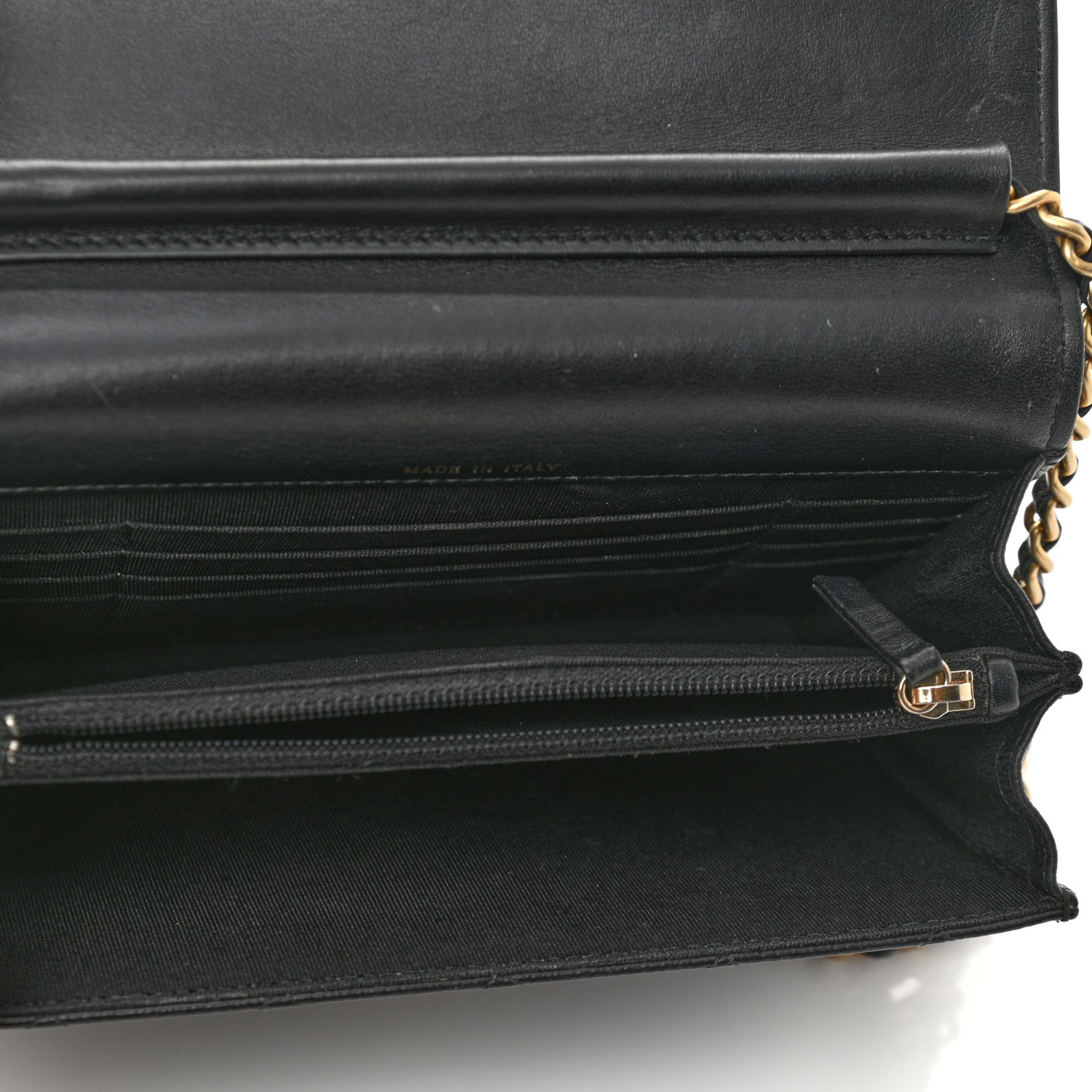 Chanel Letter Calfskin Embossed Quilted Square Wallet On Chain WOC Black 8 of 27