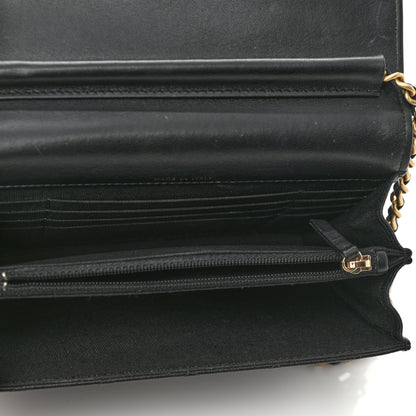 Chanel Letter Calfskin Embossed Quilted Square Wallet On Chain WOC Black 8 of 27