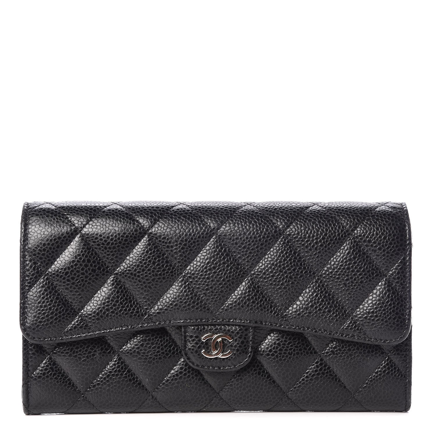 Chanel Caviar Quilted Large Gusset Flap Wallet Black 1 of 10
