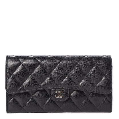 Chanel Caviar Quilted Large Gusset Flap Wallet Black 1 of 10