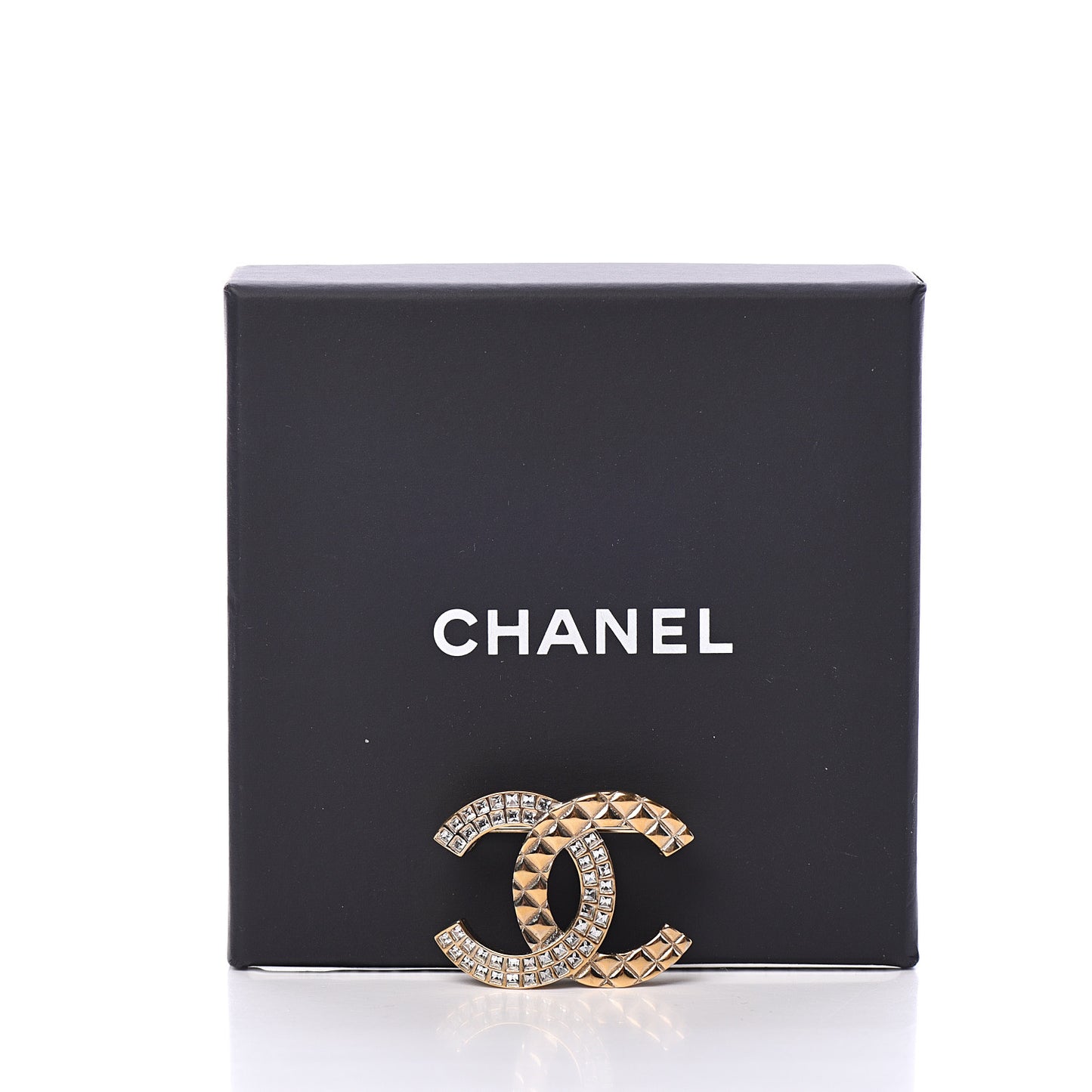 Crystal CC Mini Brooch Gold