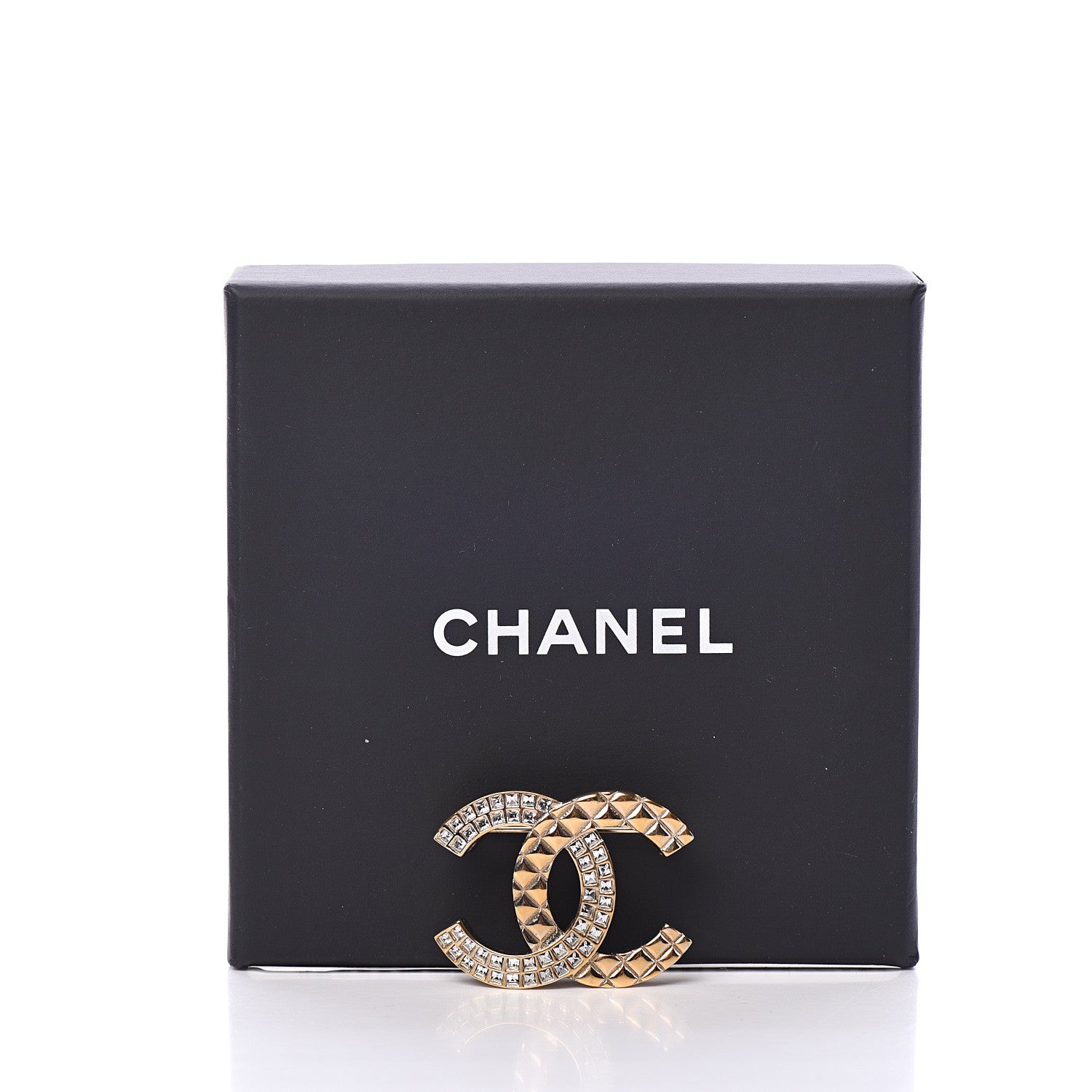 Chanel Crystal CC Mini Brooch Gold 4 of 4