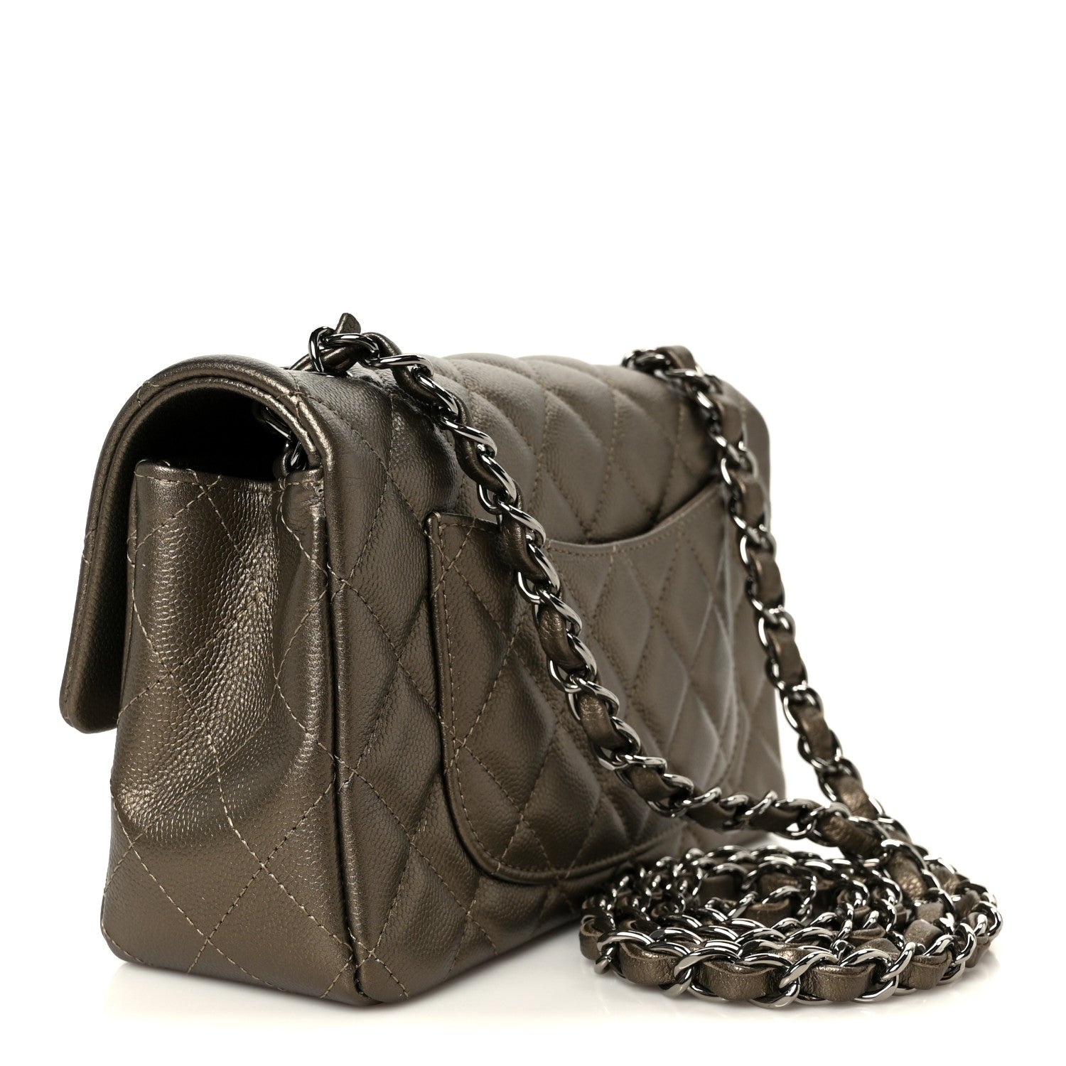 Chanel Iridescent Caviar Quilted Mini Rectangular Flap Bronze 3 of 12