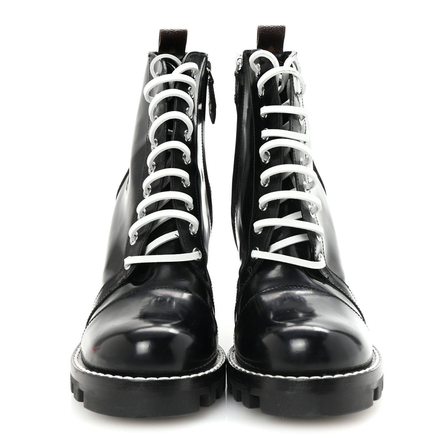 Glazed Calfskin Star Trail Ankle Boots 41 Black