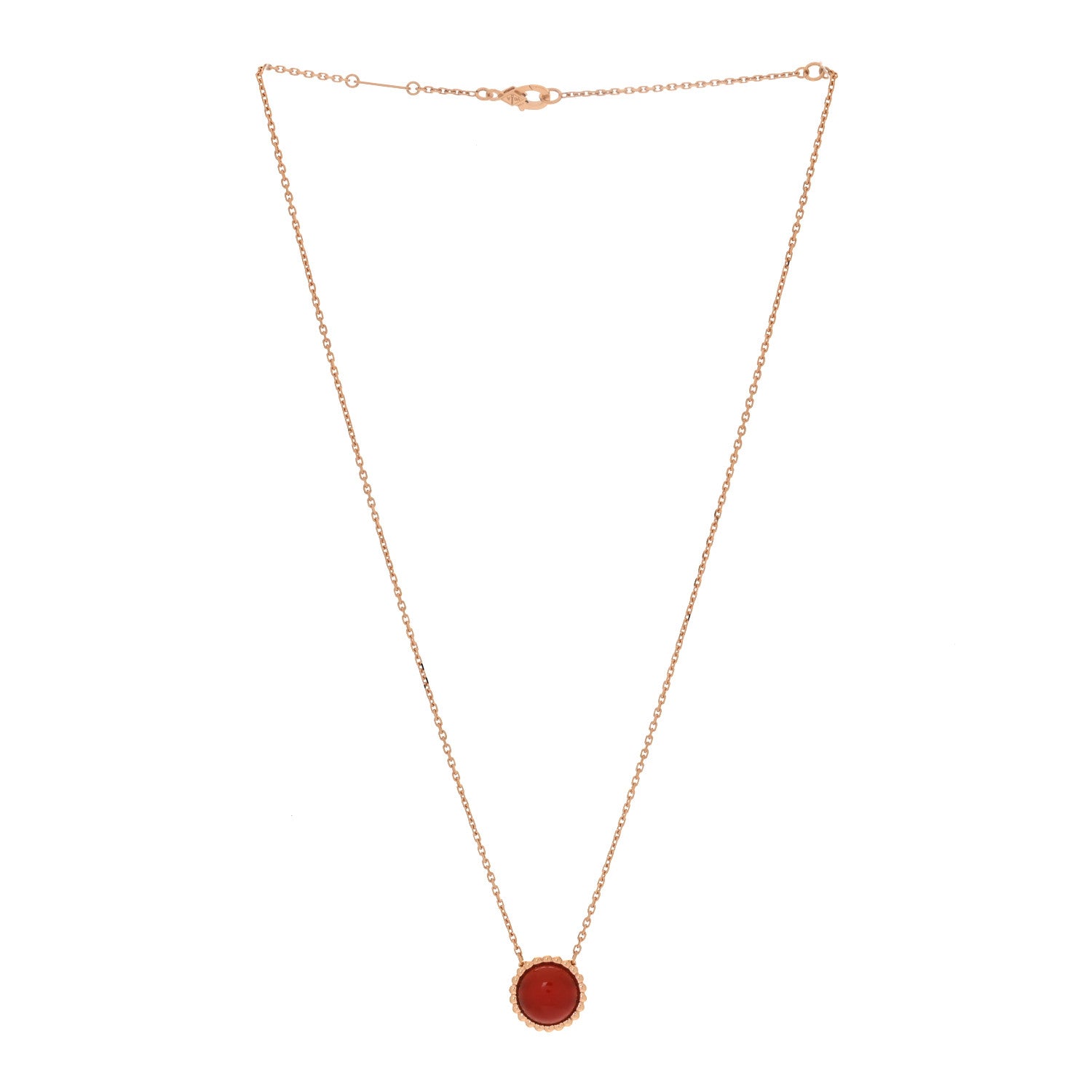 Van Cleef & Arpels 18K Rose Gold Carnelian Perlee Couleurs Pendant Necklace 3 of 6